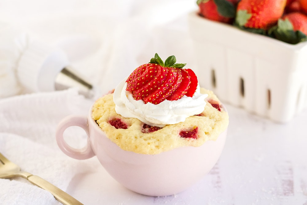 Strawberry Mug Cake Is Simple And Positively Packed With The Taste Of Fresh Strawberries