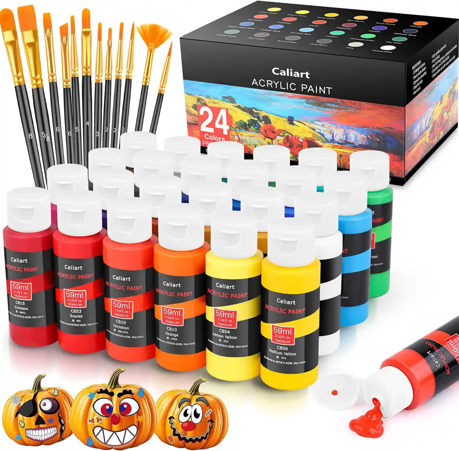 Caliart Acrylic Paint Color &Amp; Brushes Set