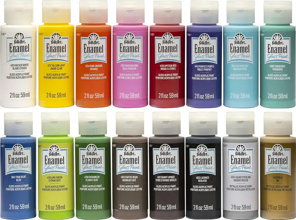 Folkart Enamel Glass Acrylic Paint Set