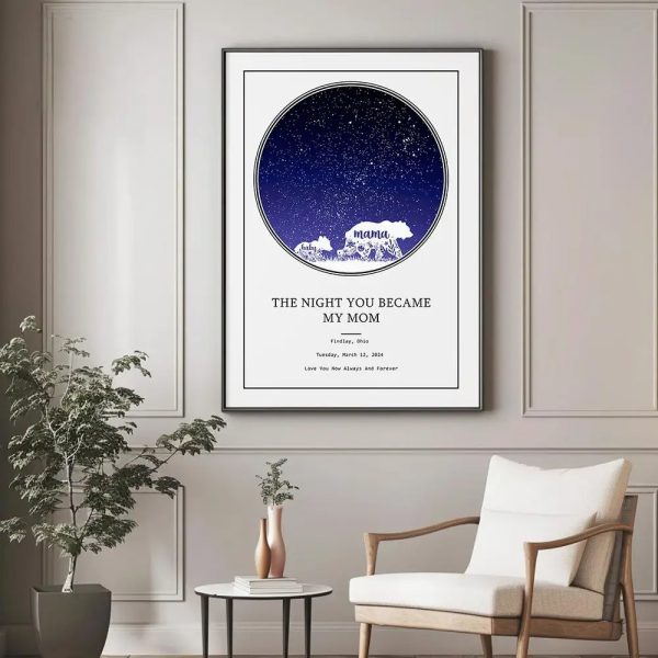 Personalized Poster 11X14In, Star Map Line Print Mum 2