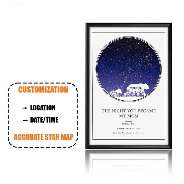 Personalized Poster 11X14In, Star Map Line Print Mum